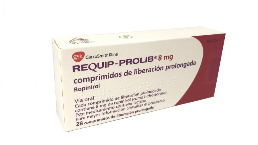 REQUIP-PROLIB 8 mg, COMPRIMIDOS DE LIBERACION PROLONGADA , 28 comprimidos fotografía del envase.