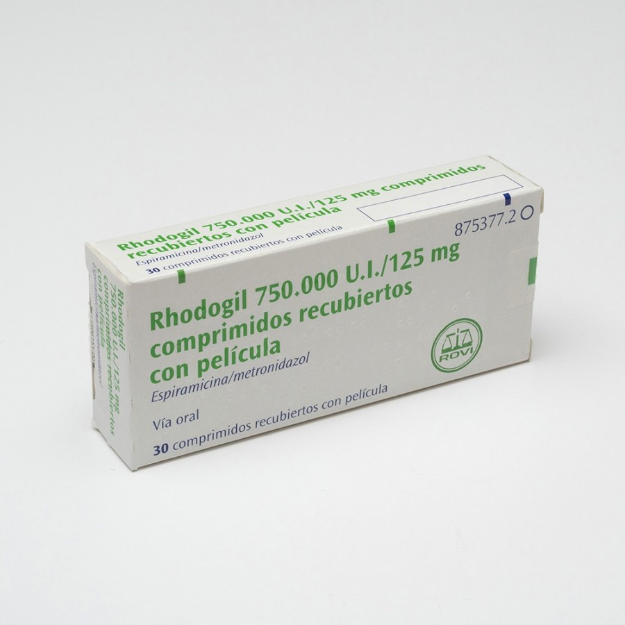 RHODOGIL 750.000 U.I./125 mg COMPRIMIDOS RECUBIERTOS CON PELICULA, 30 comprimidos fotografía del envase.