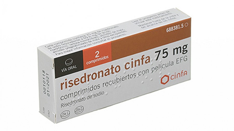 RISEDRONATO CINFA 75 MG COMPRIMIDOS RECUBIERTOS CON PELICULA EFG 2 comprimidos fotografía del envase.