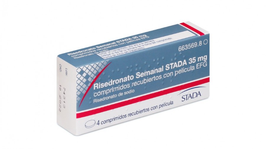 RISEDRONATO SEMANAL STADA 35 mg COMPRIMIDOS RECUBIERTOS CON PELICULA EFG , 4 comprimidos fotografía del envase.