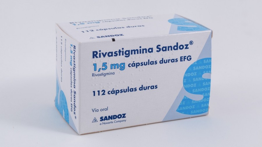 RIVASTIGMINA SANDOZ 1,5 mg CAPSULAS DURAS EFG, 112 cápsulas fotografía del envase.