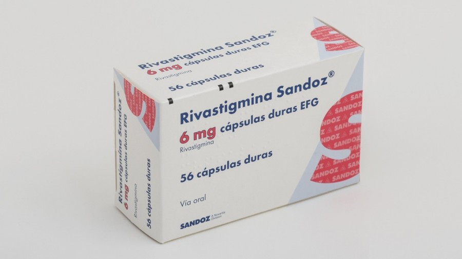 RIVASTIGMINA SANDOZ 6 mg CAPSULAS DURAS EFG, 56 cápsulas fotografía del envase.