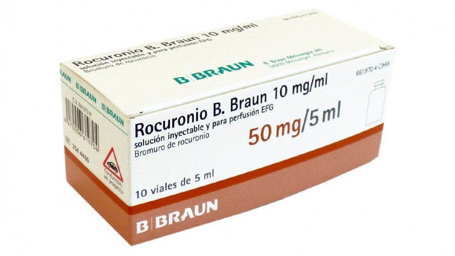 ROCURONIO B. BRAUN 10 mg/ml SOLUCION INYECTABLE Y PARA PERFUSION EFG , 10 viales de 5 ml fotografía del envase.