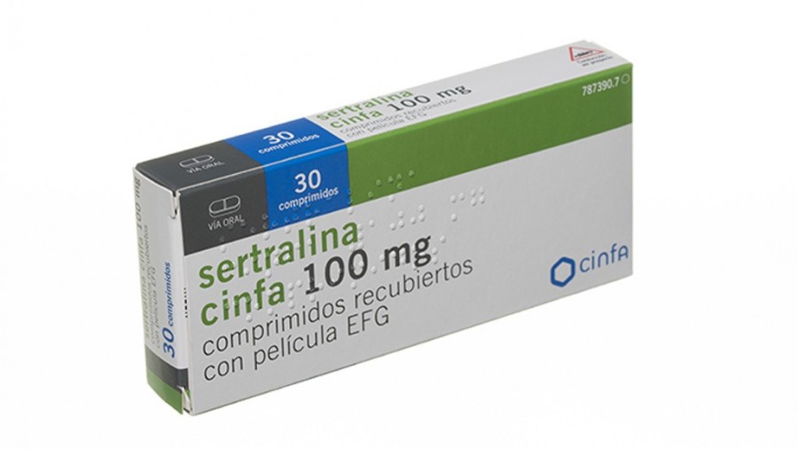 SERTRALINA CINFA 100 mg COMPRIMIDOS RECUBIERTOS CON PELICULA EFG, 60 comprimidos fotografía del envase.