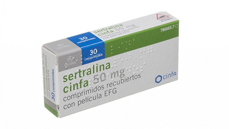 SERTRALINA CINFA  50 mg COMPRIMIDOS RECUBIERTOS CON PELICULA EFG , 60 comprimidos fotografía del envase.