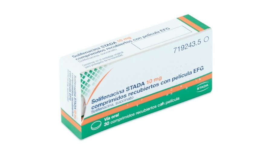 SOLIFENACINA STADA 10 MG COMPRIMIDOS RECUBIERTOS CON PELICULA EFG, 30 comprimidos (Blister PVC/Al) fotografía del envase.