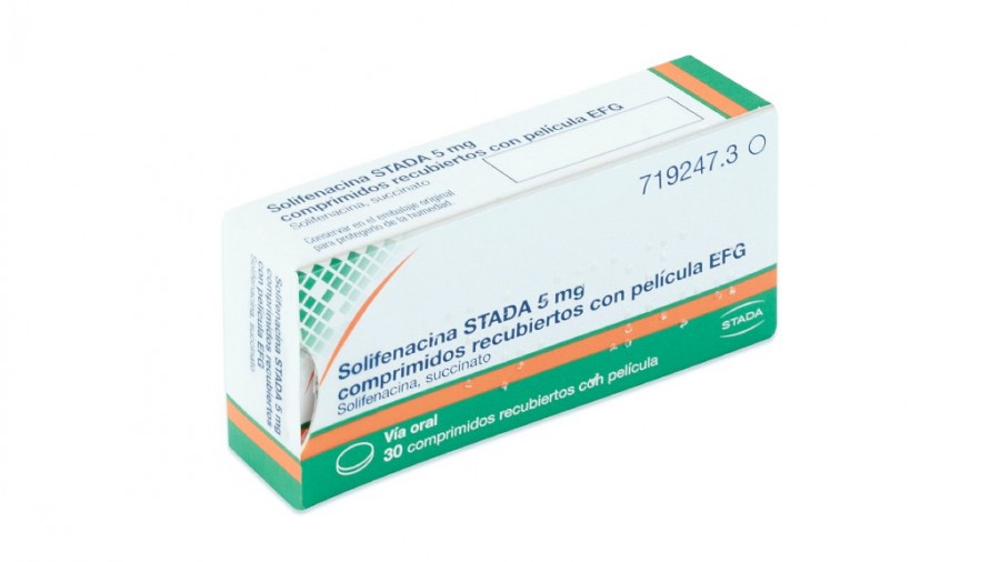 SOLIFENACINA STADA 5 MG COMPRIMIDOS RECUBIERTOS CON PELICULA EFG, 30 comprimidos (Blister PVC/Al) fotografía del envase.