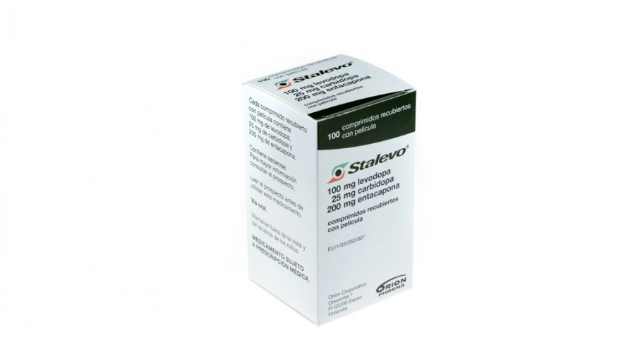 STALEVO 100 mg/25 mg/200 mg COMPRIMIDOS RECUBIERTOS CON PELICULA, 100 comprimidos fotografía del envase.