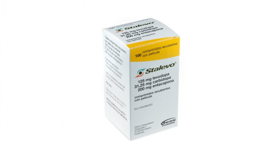 STALEVO 125 mg/31,25 mg/200 mg COMPRIMIDOS RECUBIERTOS CON PELICULA, 100 comprimidos fotografía del envase.