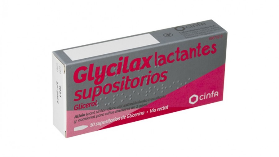 GLYCILAX LACTANTES SUPOSITORIOS , 10 supositorios fotografía del envase.
