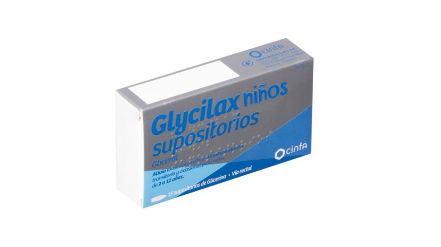GLYCILAX NIÑOS SUPOSITORIOS , 15 supositorios fotografía del envase.