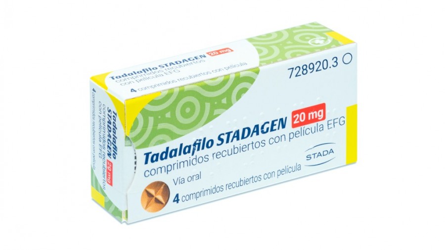 TADALAFILO STADAGEN 20 MG COMPRIMIDOS RECUBIERTOS CON PELICULA EFG, 4 comprimidos fotografía del envase.