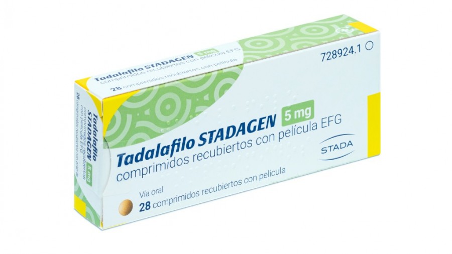 TADALAFILO STADAGEN 5 MG COMPRIMIDOS RECUBIERTOS CON PELICULA EFG 28 comprimidos fotografía del envase.