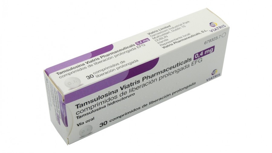 TAMSULOSINA VIATRIS PHARMACEUTICALS 0,4 MG COMPRIMIDOS DE LIBERACION PROLONGADA EFG, 30 comprimidos fotografía del envase.