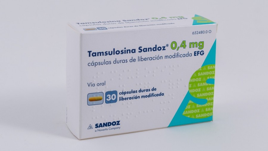 TAMSULOSINA SANDOZ 0,4 mg CAPSULAS DE LIBERACION MODIFICADA EFG, 30 cápsulas fotografía del envase.