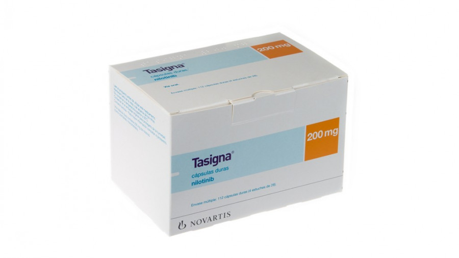 TASIGNA 200 MG CAPSULAS DURAS, 112 cápsulas (4 cajas) fotografía del envase.