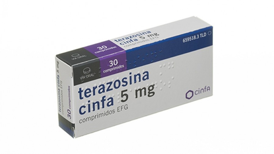 TERAZOSINA CINFA 5 mg COMPRIMIDOS EFG, 30 comprimidos fotografía del envase.