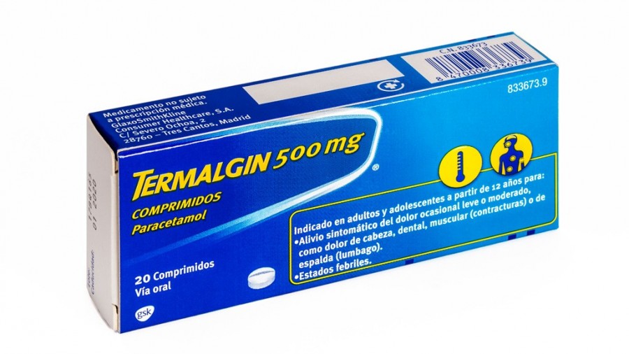 TERMALGIN 500 mg COMPRIMIDOS, 20 comprimidos fotografía del envase.