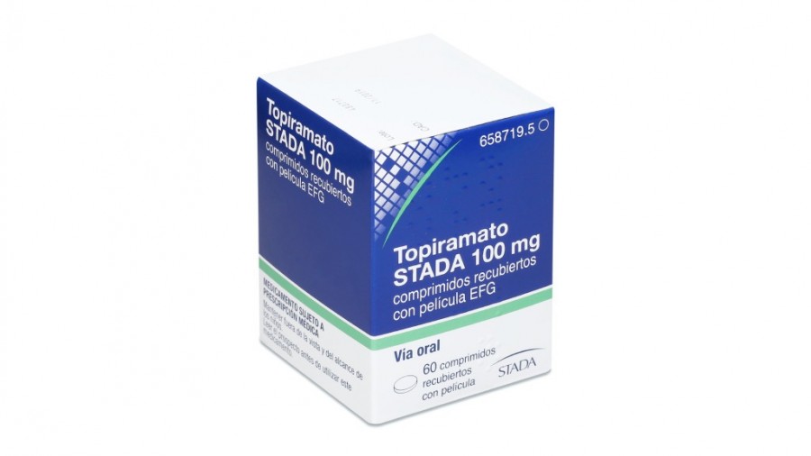 TOPIRAMATO STADA 100 mg COMPRIMIDOS RECUBIERTOS CON PELICULA EFG, 60 comprimidos fotografía del envase.