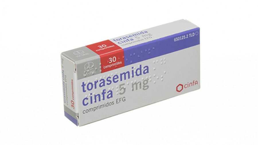 TORASEMIDA CINFA 5 mg COMPRIMIDOS EFG, 30 comprimidos fotografía del envase.
