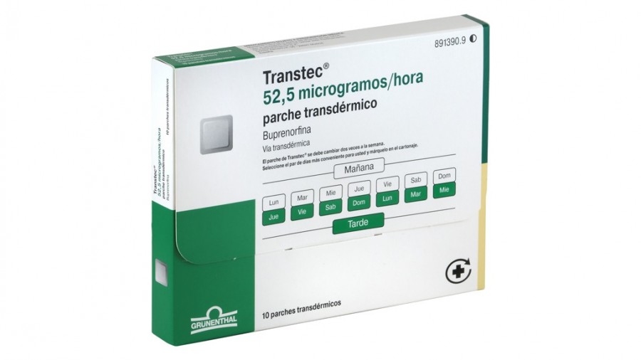 TRANSTEC 52,5 microgramos/H PARCHE TRANSDERMICO , 10 parches fotografía del envase.