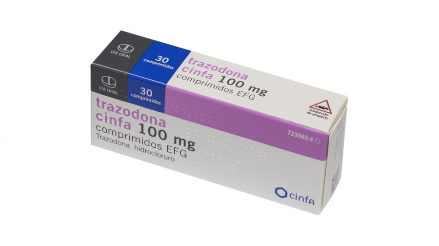 TRAZODONA CINFA 100 MG COMPRIMIDOS EFG, 60 comprimidos (Blister PVC/PVDC-AL) fotografía del envase.