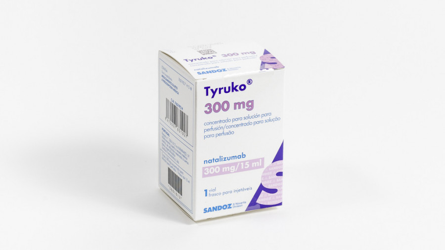 TYRUKO 300 MG CONCENTRADO PARA SOLUCION PARA PERFUSION, 1 vial de 15 ml fotografía del envase.