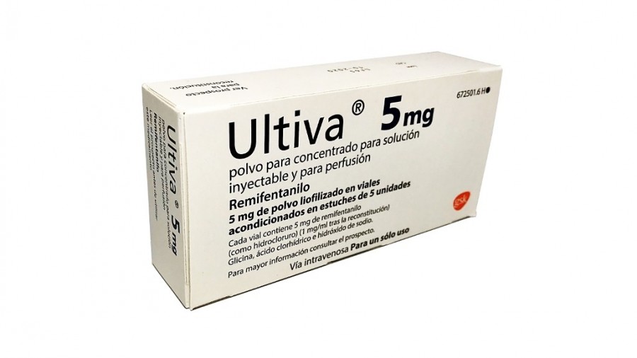 ULTIVA 5 mg POLVO PARA CONCENTRADO PARA SOLUCION INYECTABLE Y PARA PERFUSION , 5 viales fotografía del envase.