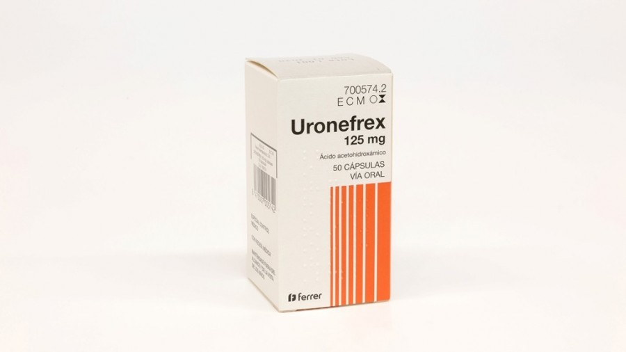 URONEFREX 125 mg CAPSULAS , 50 cápsulas fotografía del envase.