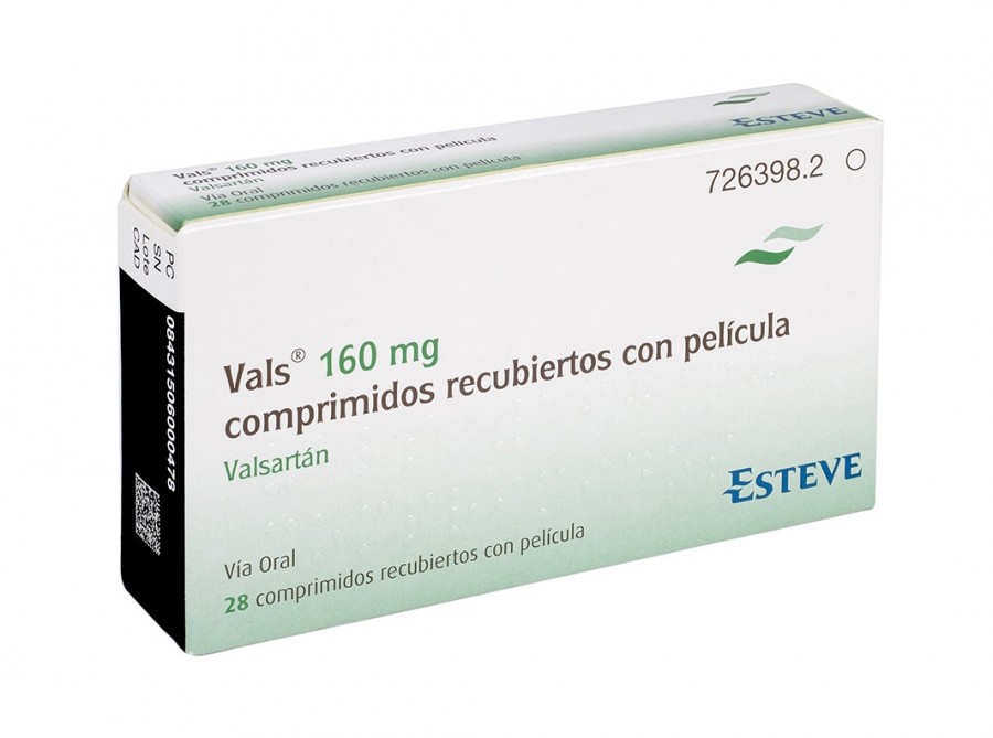 VALS 160 mg COMPRIMIDOS RECUBIERTOS CON PELICULA, 28 comprimidos fotografía del envase.