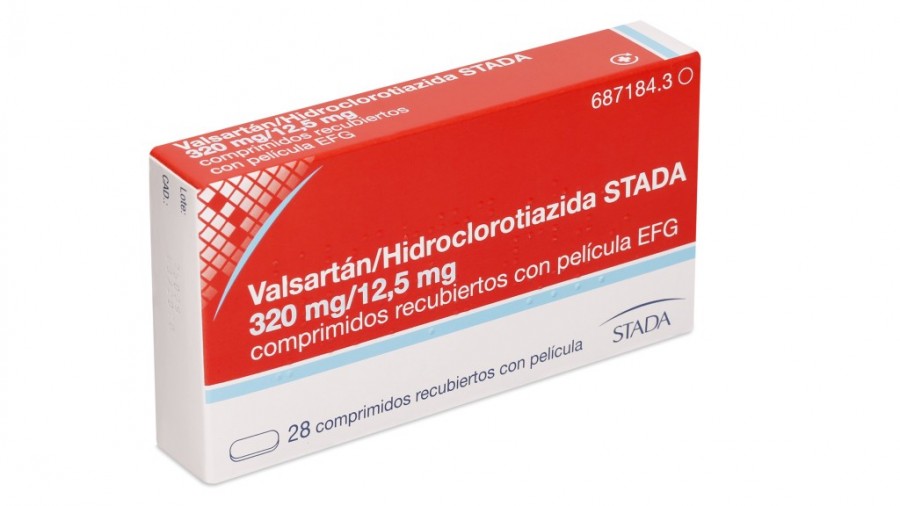 VALSARTAN/HIDROCLOROTIAZIDA STADA 320 mg/12,5 mg COMPRIMIDOS RECUBIERTOS CON PELICULA EFG , 28 comprimidos fotografía del envase.