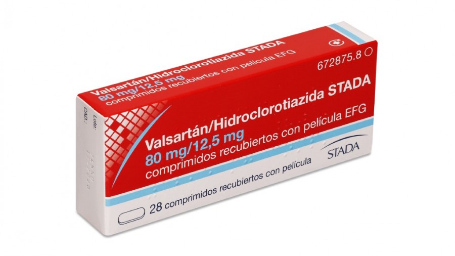 VALSARTAN/ HIDROCLOROTIAZIDA STADA 80 mg/12,5mg COMPRIMIDOS RECUBIERTOS CON PELICULA EFG , 28 comprimidos fotografía del envase.