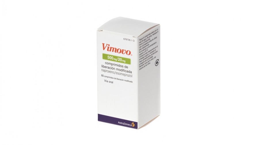 VIMOVO 500 mg/20 mg COMPRIMIDOS DE LIBERACION MODIFICADA , 60 comprimidos fotografía del envase.