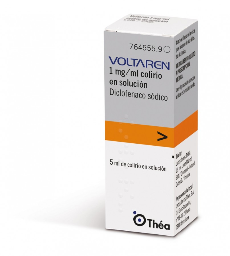 VOLTAREN 1 mg/ml COLIRIO EN SOLUCION, 1 frasco de 5 ml fotografía del envase.