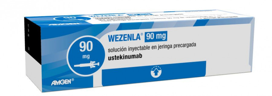 WEZENLA 90 MG SOLUCION INYECTABLE EN JERINGA PRECARGADA, 1 jeringa precargada de 1 ml fotografía del envase.