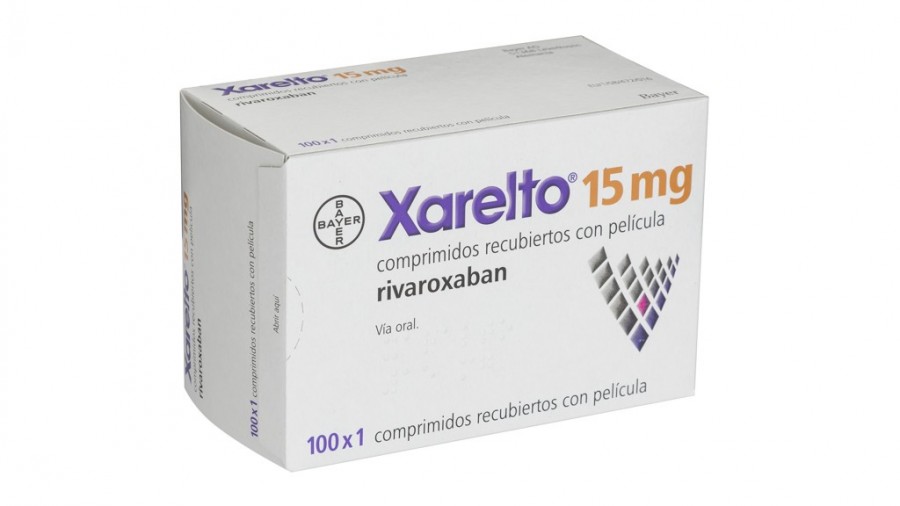 XARELTO 15 mg COMPRIMIDOS RECUBIERTOS CON PELICULA (100 COMPRIMIDOS), 100 comprimidos fotografía del envase.