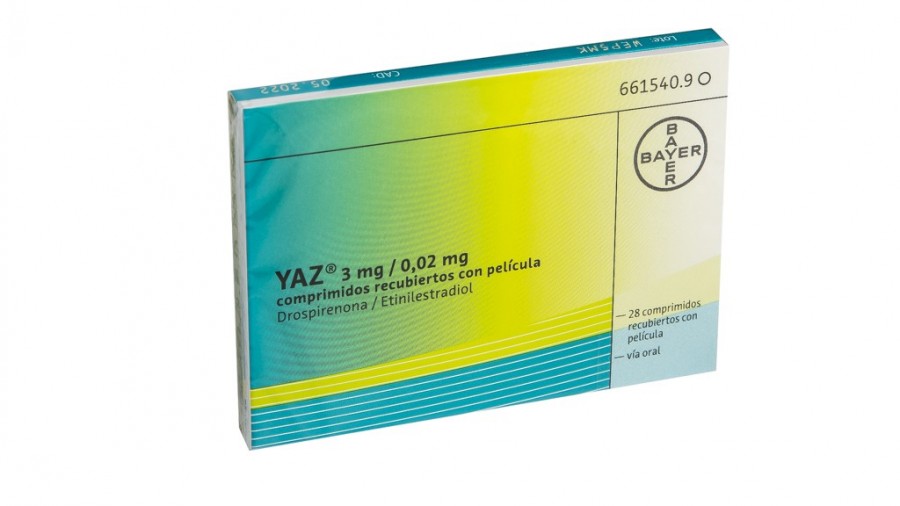 YAZ 3 mg / 0,02 mg COMPRIMIDOS RECUBIERTOS CON PELICULA , 28 comprimidos fotografía del envase.