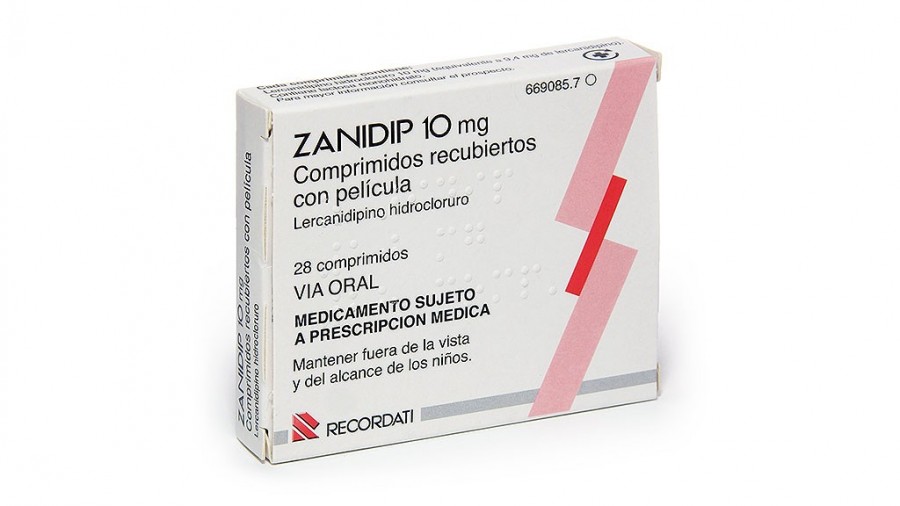 ZANIDIP 10 mg COMPRIMIDOS RECUBIERTOS CON PELICULA , 28 comprimidos fotografía del envase.