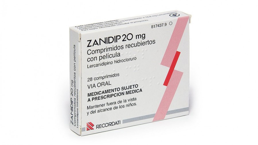 ZANIDIP 20 mg COMPRIMIDOS RECUBIERTOS CON PELICULA , 28 comprimidos fotografía del envase.