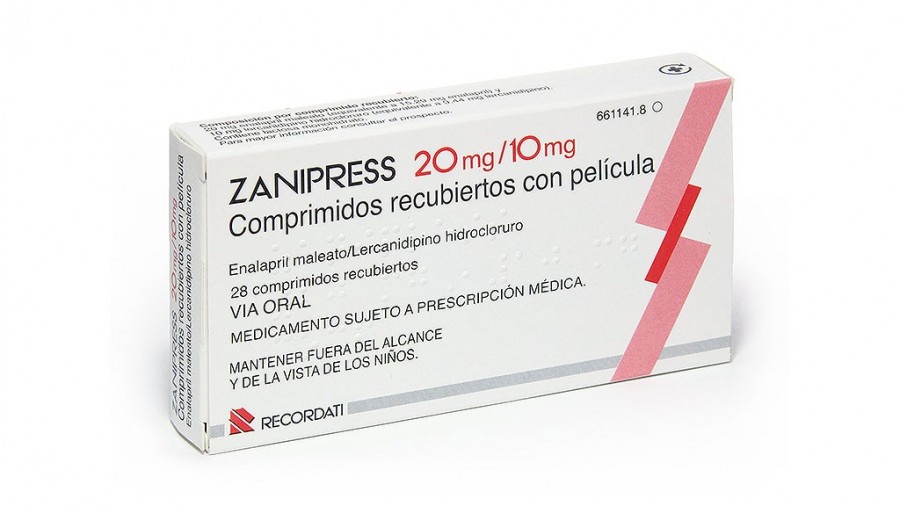 ZANIPRESS 20 mg/10 mg COMPRIMIDOS RECUBIERTOS CON PELICULA , 28 comprimidos fotografía del envase.