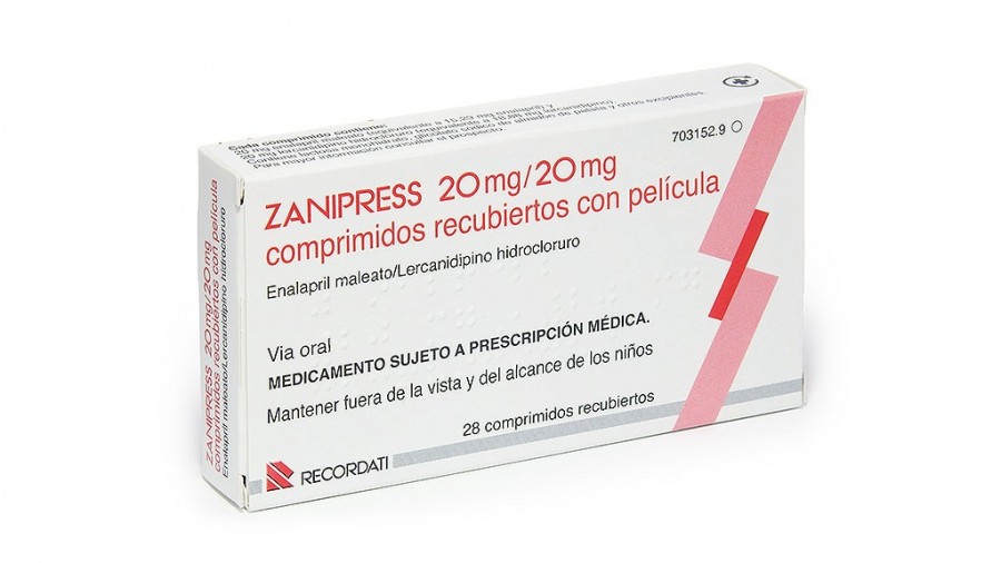 ZANIPRESS 20 MG/20 MG COMPRIMIDOS RECUBIERTOS CON PELICULA , 28 comprimidos fotografía del envase.