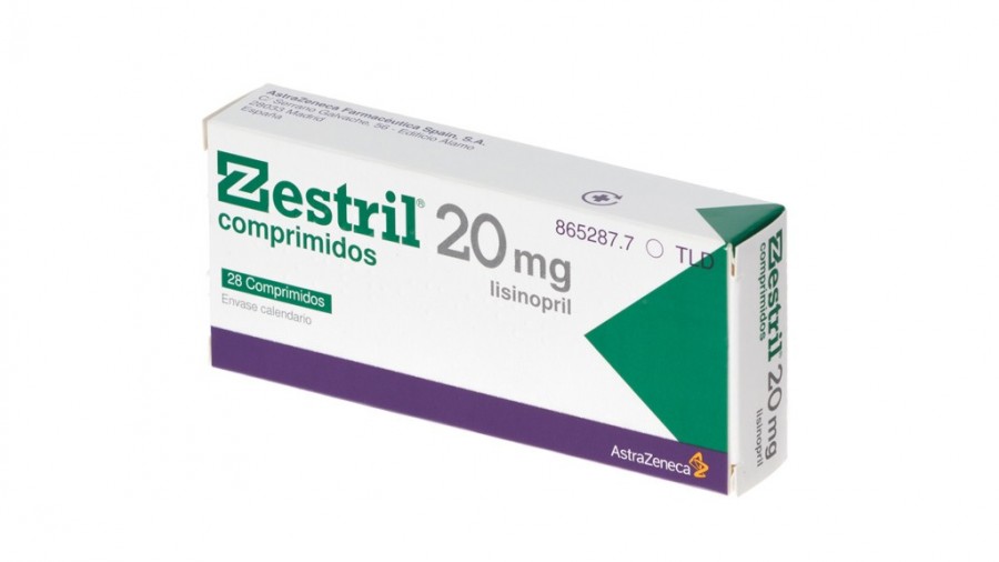 ZESTRIL 20 mg COMPRIMIDOS , 28 comprimidos fotografía del envase.