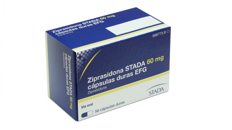 ZIPRASIDONA STADA 60 mg CAPSULAS DURAS EFG, 56 cápsulas fotografía del envase.