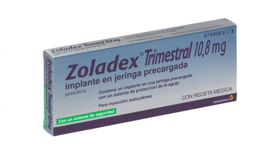 ZOLADEX TRIMESTRAL 10,8 mg IMPLANTE EN JERINGA PRECARGADA , 1 implante fotografía del envase.