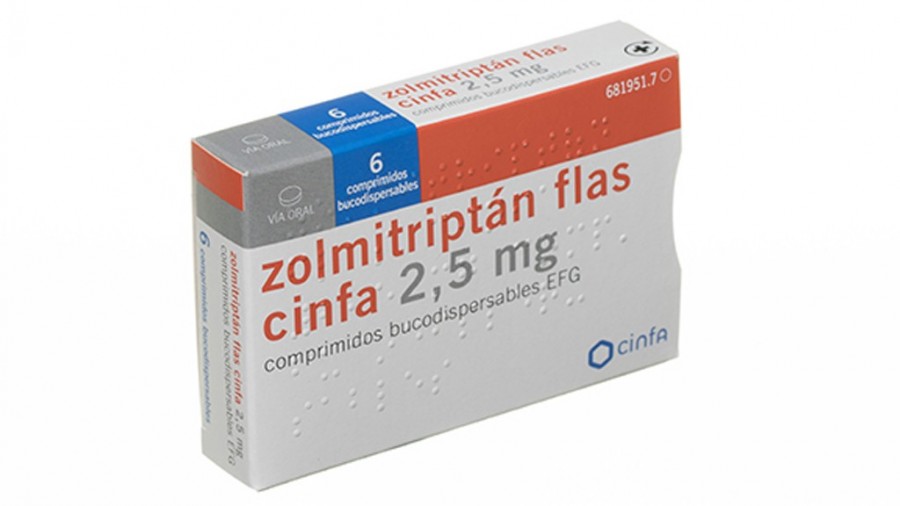 ZOLMITRIPTAN FLAS CINFA 2,5 mg COMPRIMIDOS BUCODISPERSABLES EFG, 6 comprimidos fotografía del envase.
