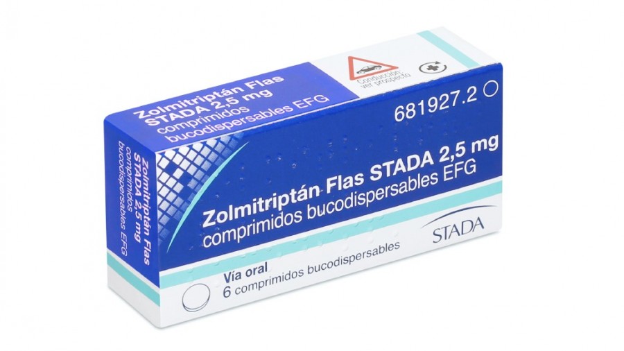 ZOLMITRIPTAN FLAS  STADA 2,5 mg COMPRIMIDOS BUCODISPERSABLES EFG, 6 comprimidos fotografía del envase.