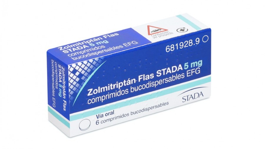 ZOLMITRIPTAN FLAS  STADA 5 mg COMPRIMIDOS BUCODISPERSABLES EFG, 6 comprimidos fotografía del envase.