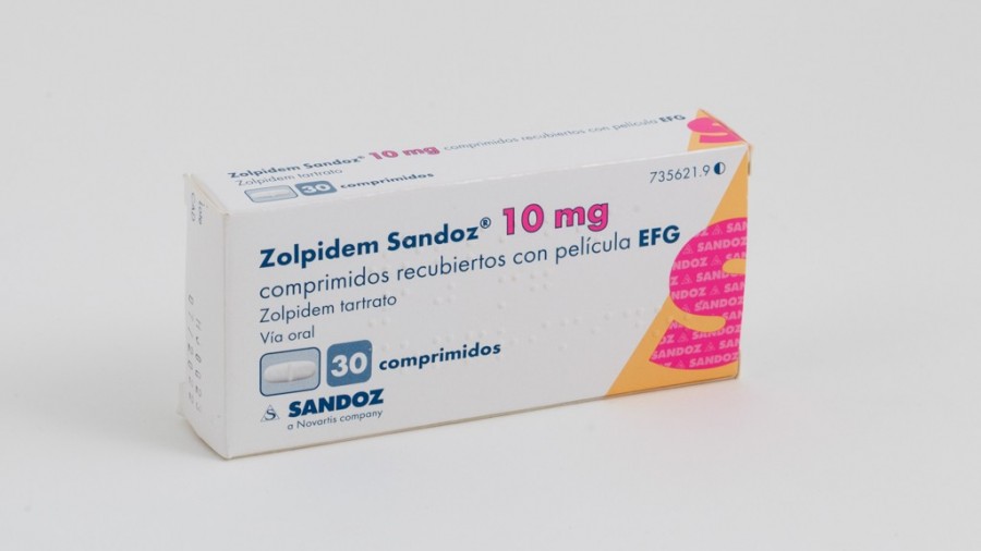 ZOLPIDEM SANDOZ 10 mg COMPRIMIDOS RECUBIERTOS CON  PELICULA EFG , 30 comprimidos fotografía del envase.