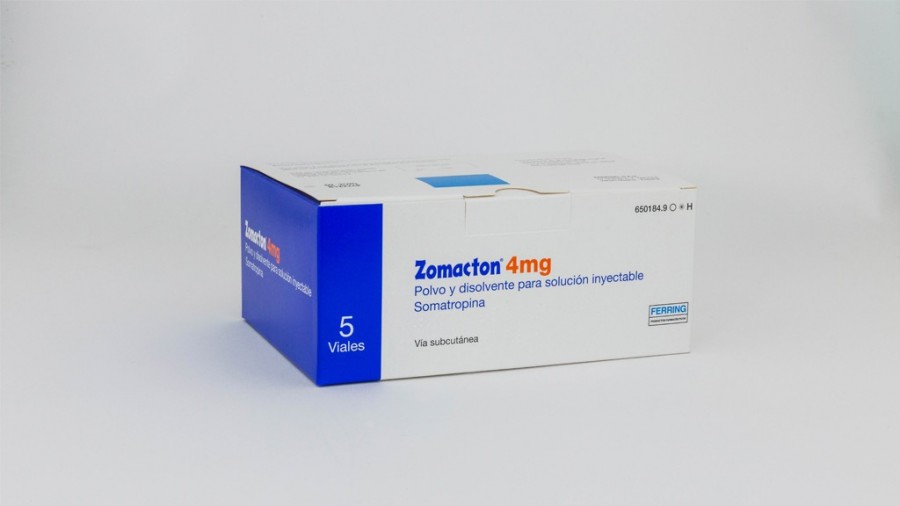 ZOMACTON 4 mg POLVO Y DISOLVENTE PARA SOLUCION  INYECTABLE, 5 viales + 5ampollas fotografía del envase.