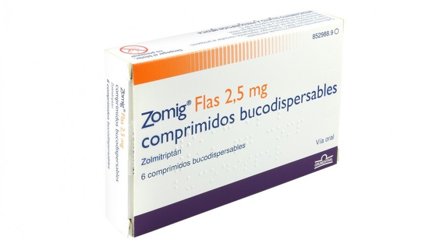 ZOMIG FLAS 2,5 mg COMPRIMIDOS BUCODISPERSABLES , 6 comprimidos fotografía del envase.